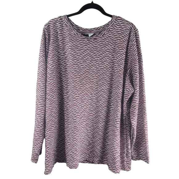 Ava & Viv Top Size 3X Long Sleeve Pull Over Brown White EUC Plus Size - Picture 2 of 8